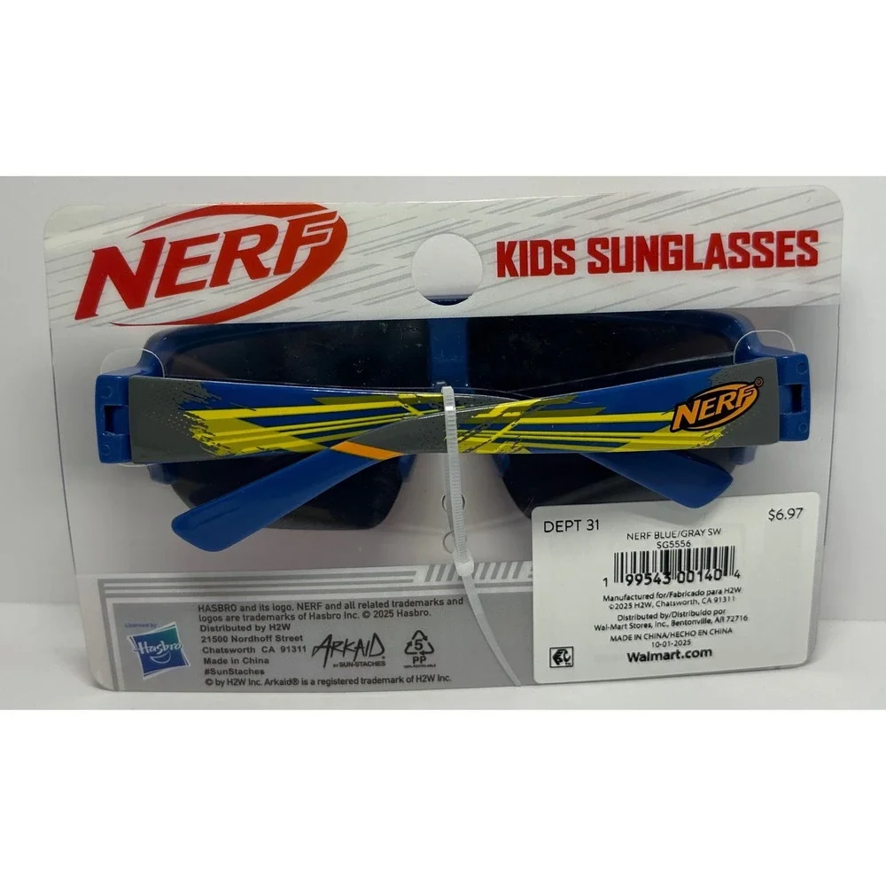 Nerf Arkaid Kids Sunglasses Blue Sport Wrap Shield UV Protection Summer Beach